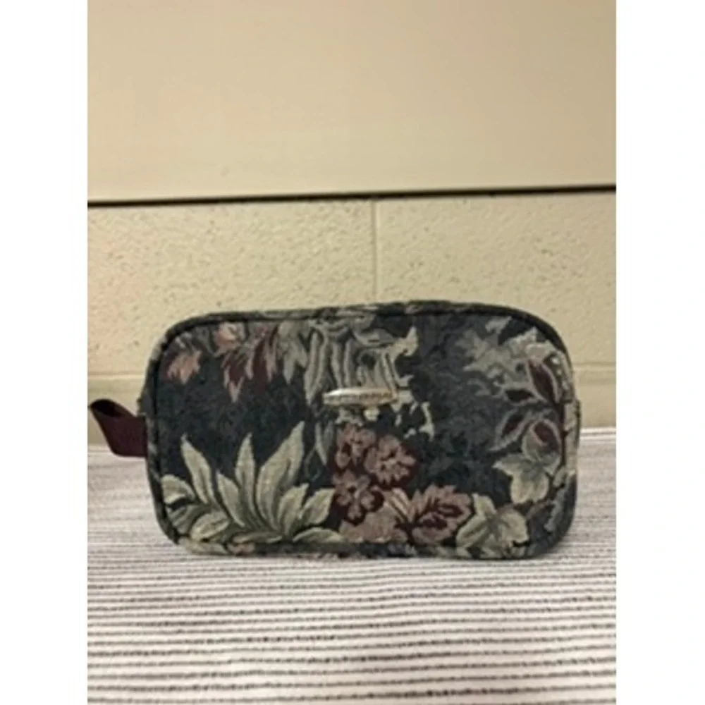 Vintage Pierre Cardin Floral Tapestry Toiletry Bag Travel Cosmetic Pouch Shave